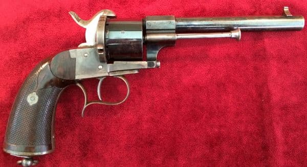An extremely fine 6 shot large frame 13 mm antique pinfire revolver made by the famous maker 